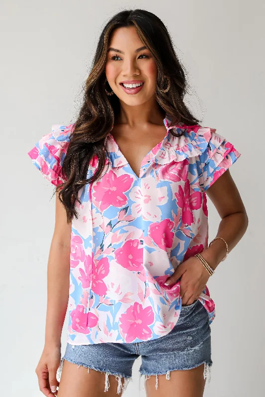 FINAL SALE - Exceedingly Adorable Pink Floral Blouse