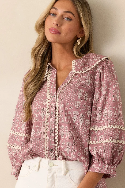 Harmonious Petals 100% Cotton Dusty Pink Blouse