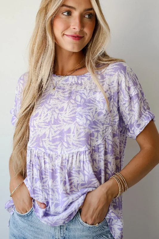 FINAL SALE - Positively Adorable Lavender Tropical Print Blouse