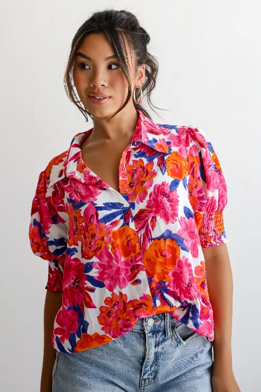 FINAL SALE - Profound Poise Pink Floral Blouse