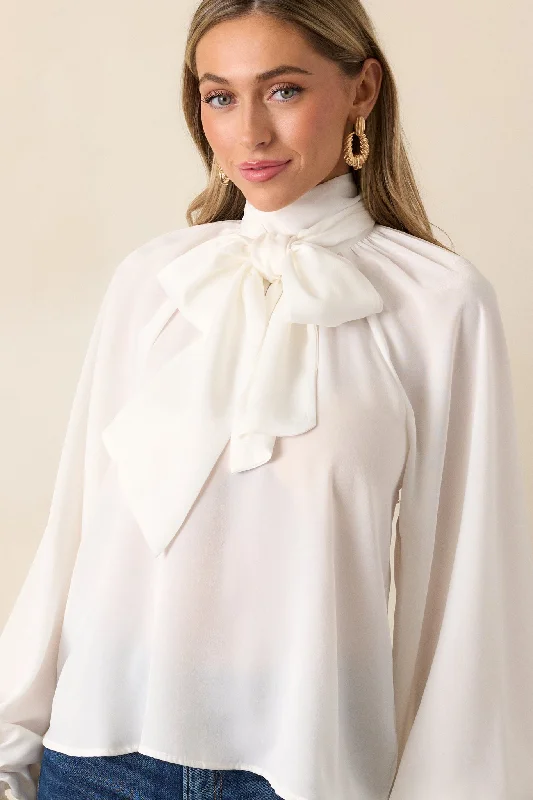 World Class White Bow Tie Blouse