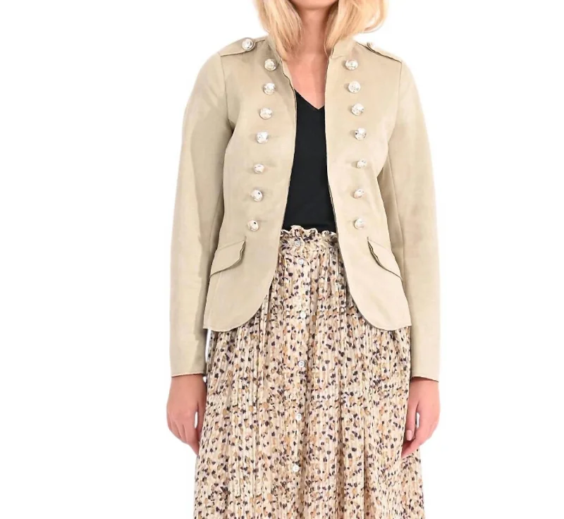 Brass Button Jacket In Khaki