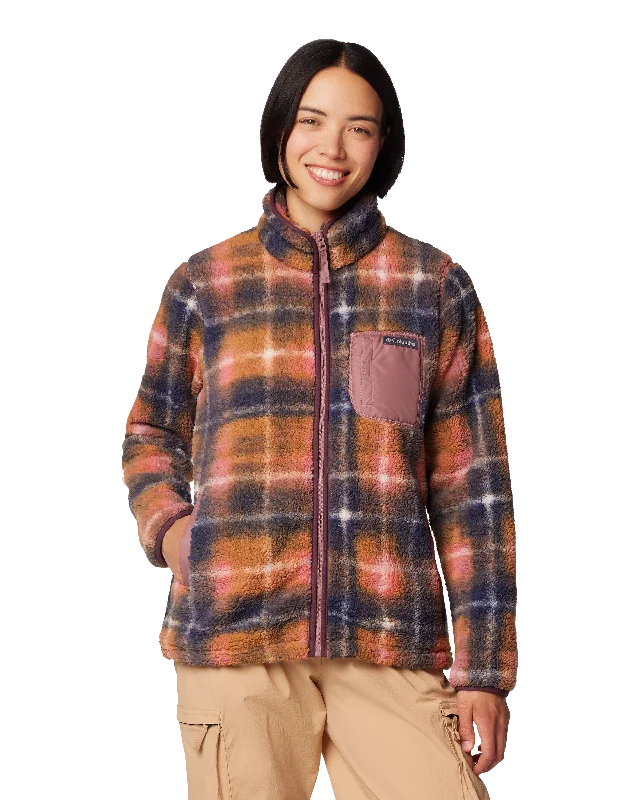 West Bend Print Full Zip Fleece Jacket in Fig Omblur