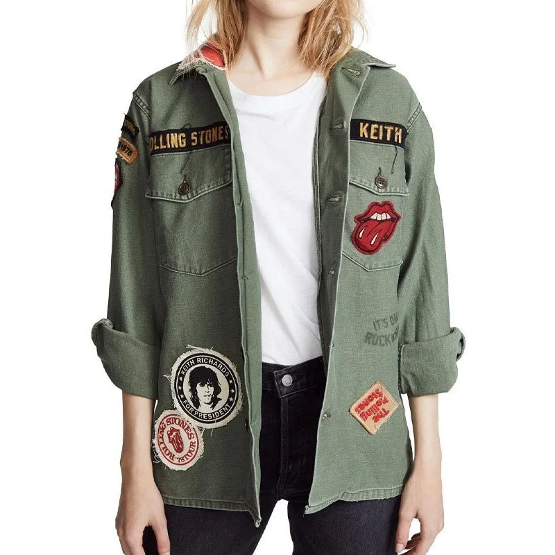 Rolling Stones Military Army Green Jacket