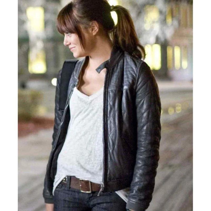 WICHITA ZOMBIELAND MOVIE EMMA STONE LEATHER JACKET