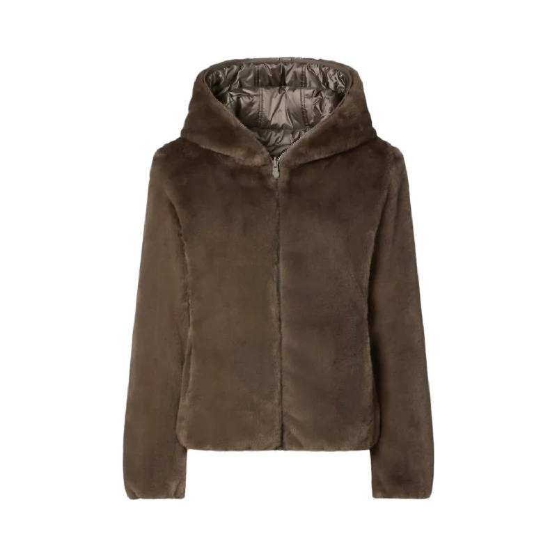 Women's Laila Faux Fur Reversible Jacket In Mud Grey