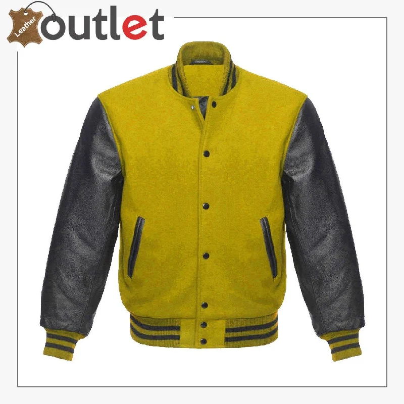 Wool & Leather Letterman Varsity Jacket for Womens