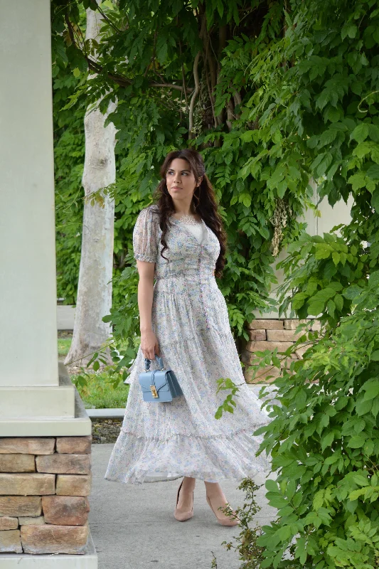 Alvia Small Blue Floral Maxi Dress