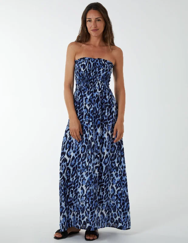 Bandeau Shirred Maxi Dress