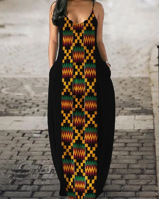 Black Pride Ethnic Kente Inspired Maxi Dress