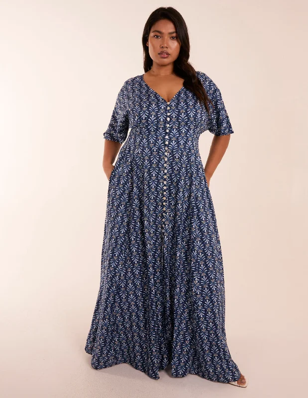 Curve Button Through Maxi Dress