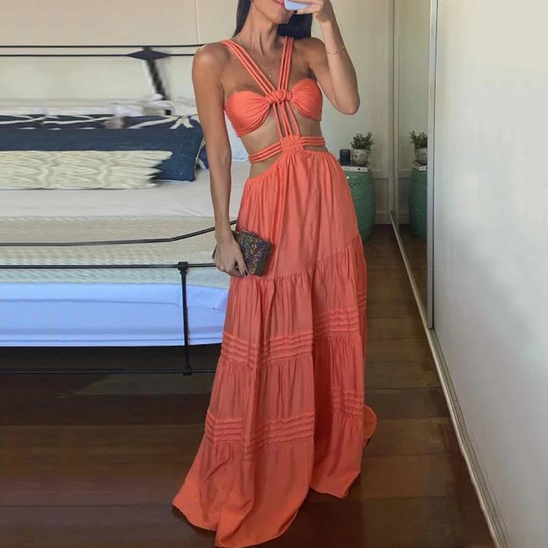 Bohemian Summer Maxi Dress: Sexy Backless Beach Attire