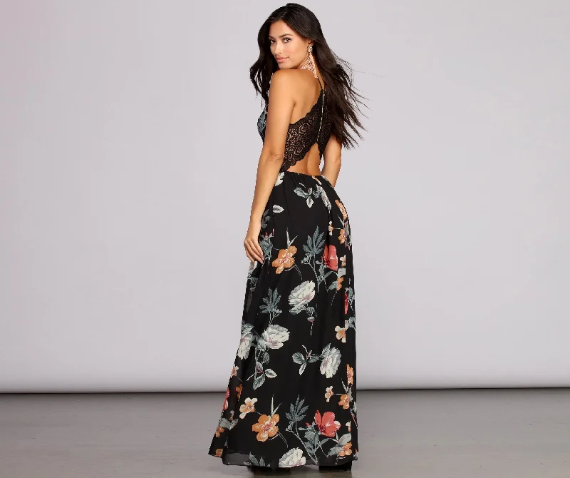 Flower Power Stylish Chiffon Maxi Dress