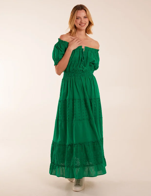 Milkmaid Broderie Tiered Maxi Dress