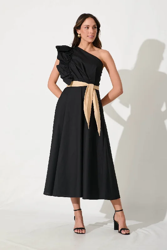 Irisa Maxi Dress in Black Cotton