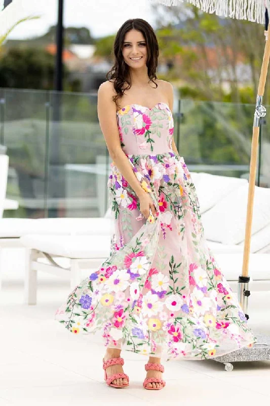 Marsha Floral Embroidered Maxi Dress