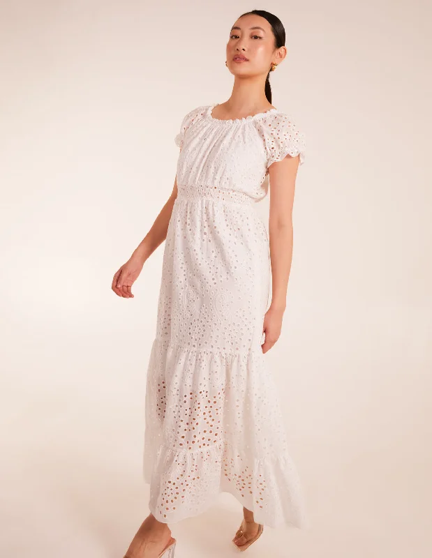 Broderie Anglaise Puff Sleeve Maxi Dress