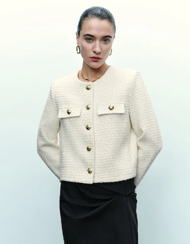 Crew Neck Tweed Jacket