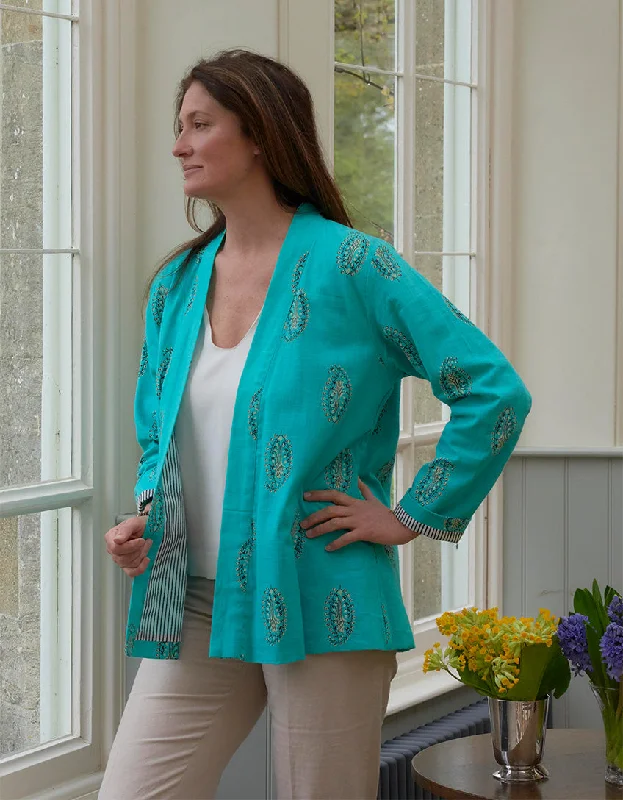 'Faith' Cotton Jacket | Turquoise