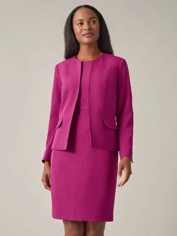 Jewel Neck Jacket, Iconic Stretch Crepe