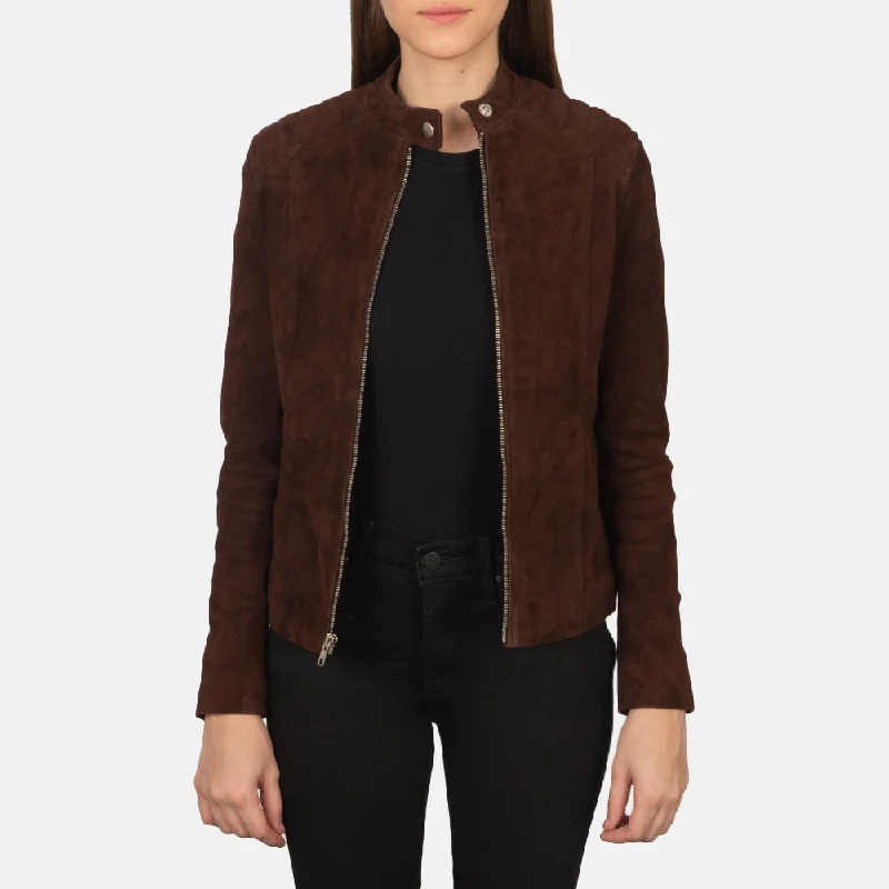 Kelsee Mocha Suede Biker Jacket