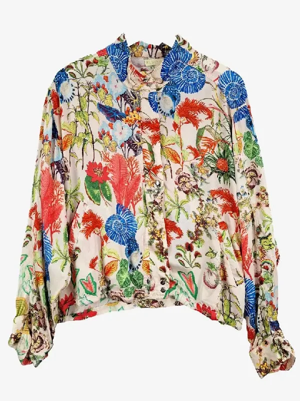 Ruby Yaya Colourful Botanic Satin Jacket Size L