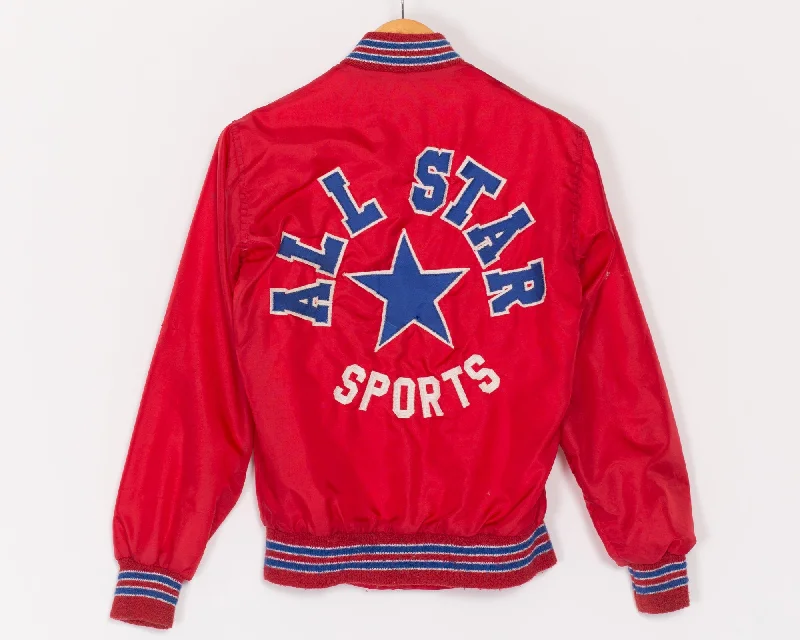 XS 80s All Star Sports Red Varsity Jacket