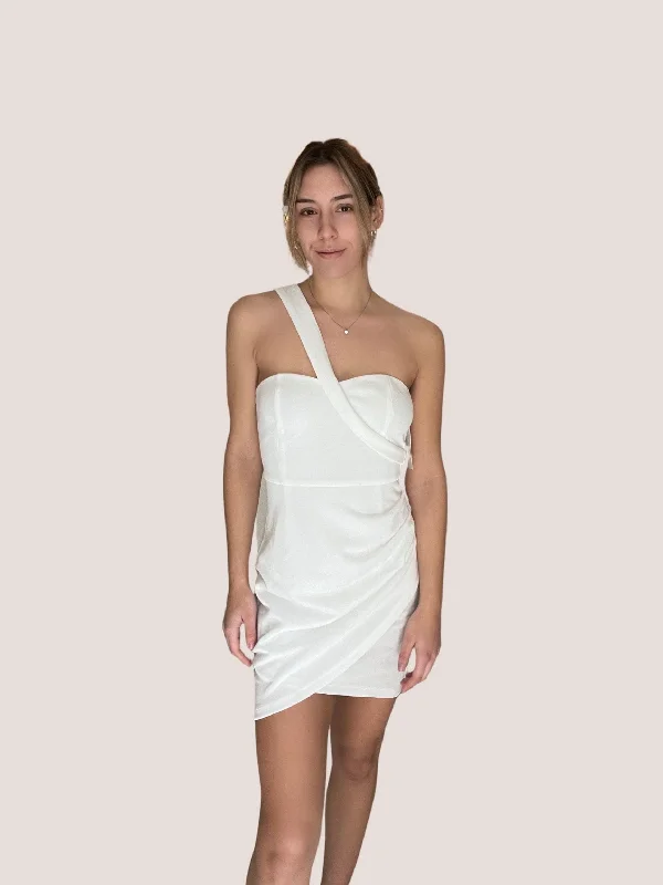 Caoihme One Shoulder Mini Dress Off White