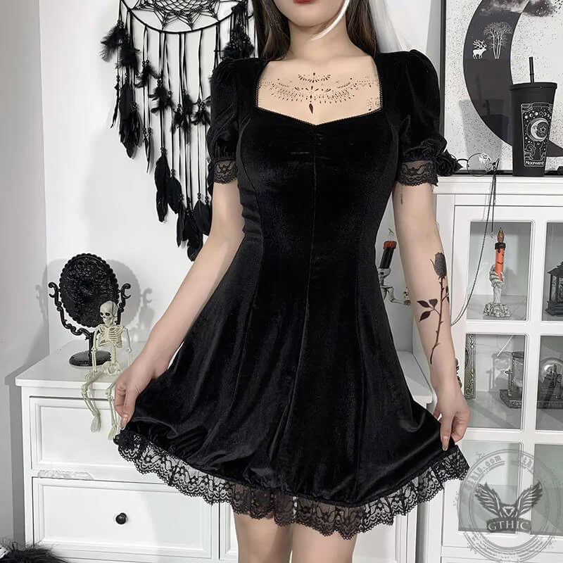 Gothic A Line Polyester Mini Dress