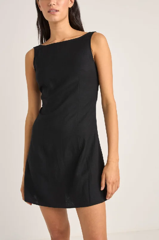 Roselle Tie Back Mini Dress Black