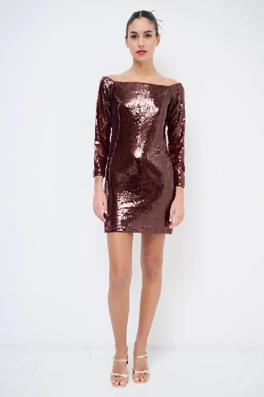 Sparkling sequin off-shoulder mini dress wholesale