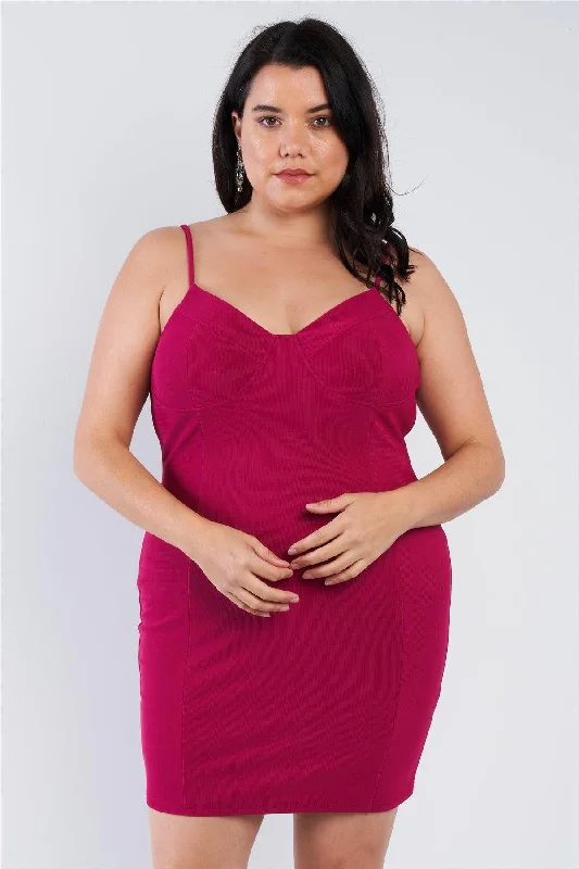 Plus Size Wine Red Spaghetti Strap Mini Dress /2-2-2