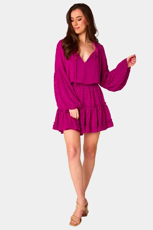 Zozo Elastic Waist Mini Dress - Pink Lady