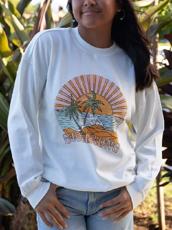 BILLABONG ISLAND LIFE WOMENS CREW SWEATSHIRT - SALT CRYSTAL WHITE