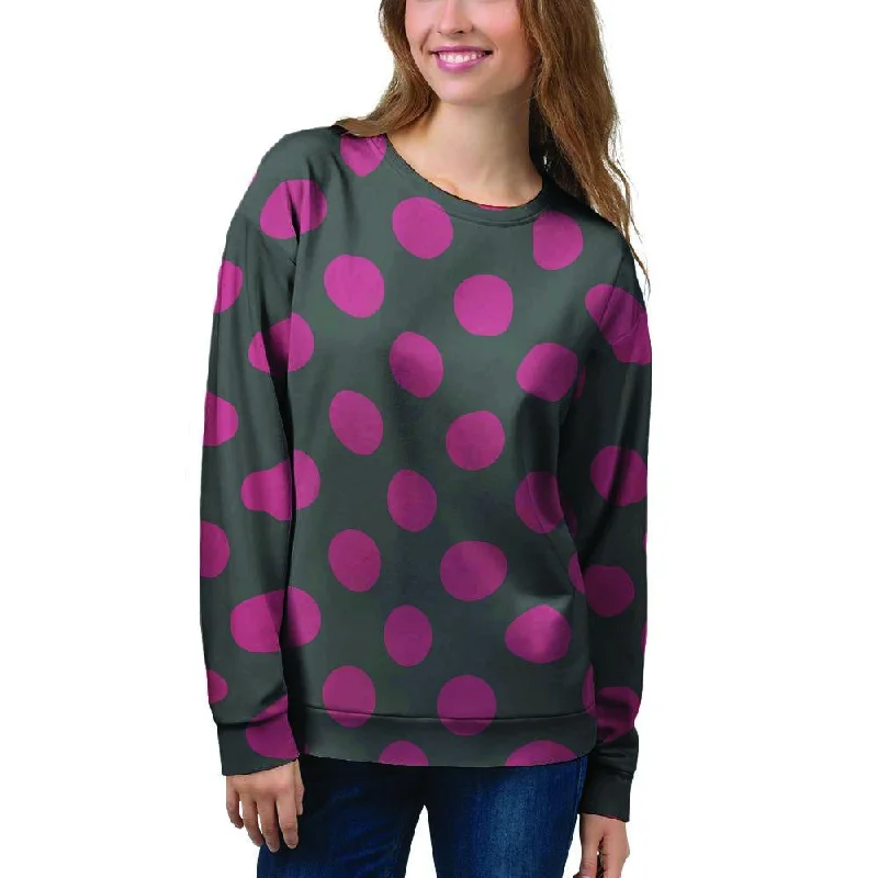 Black And Maroon Polka Dot Women's Sweatshirt