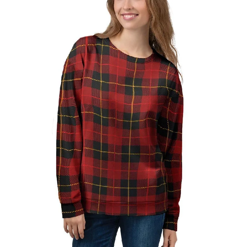 Black And Red Plaid Tartan Women's Sweatshirt