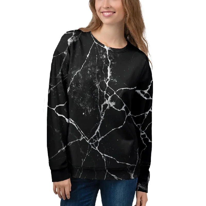 Black Cracked Marble Women's Sweatshirt