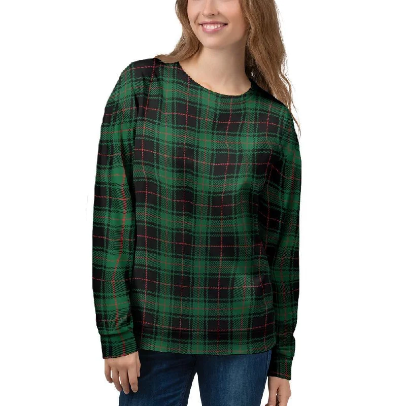 Black Green Plaid Tartan Women's Sweatshirt