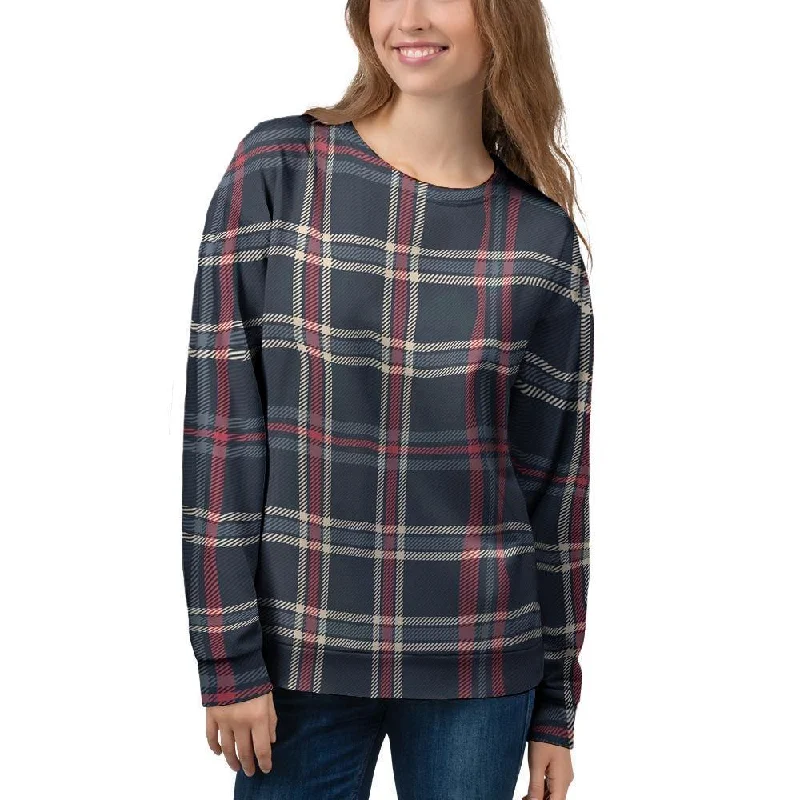 Black Tartan Plaid Women's Sweatshirt