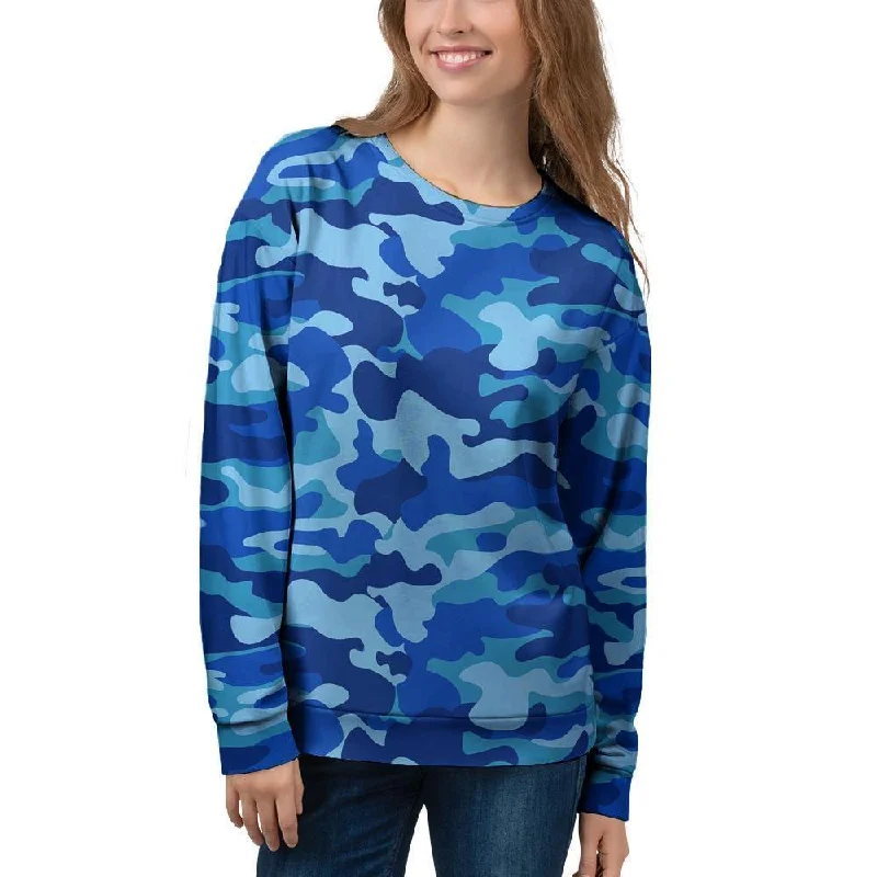 Blue Camo Print Women's Sweatshirt