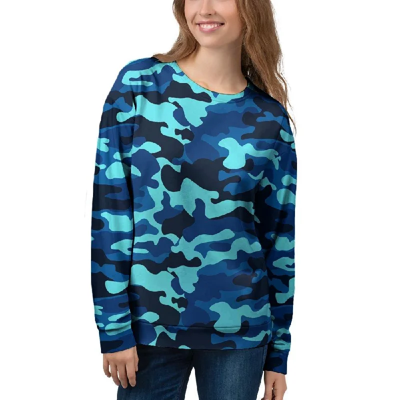 Blue Camoflage Print Women's Sweatshirt