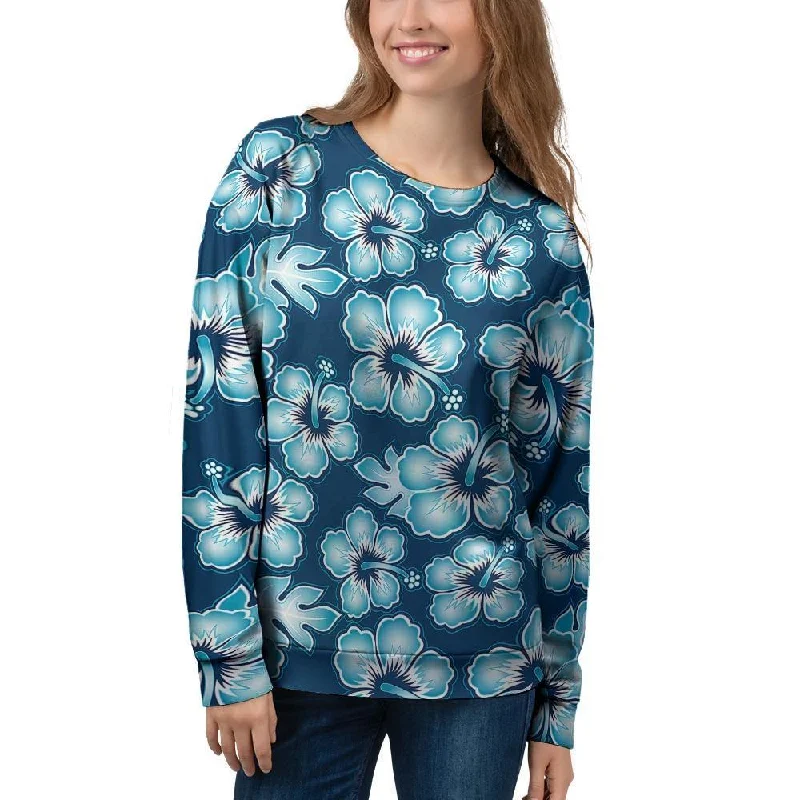 Blue Hibiscus Hawaiian Print Women's Sweatshirt