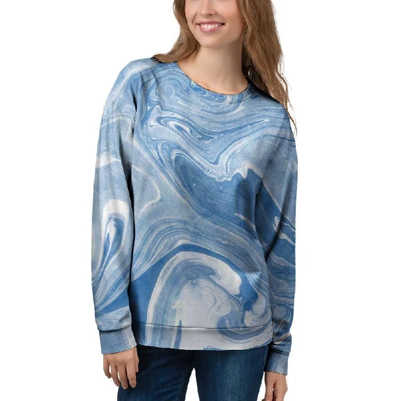 Blue Liquid Marble Women's Sweatshirt