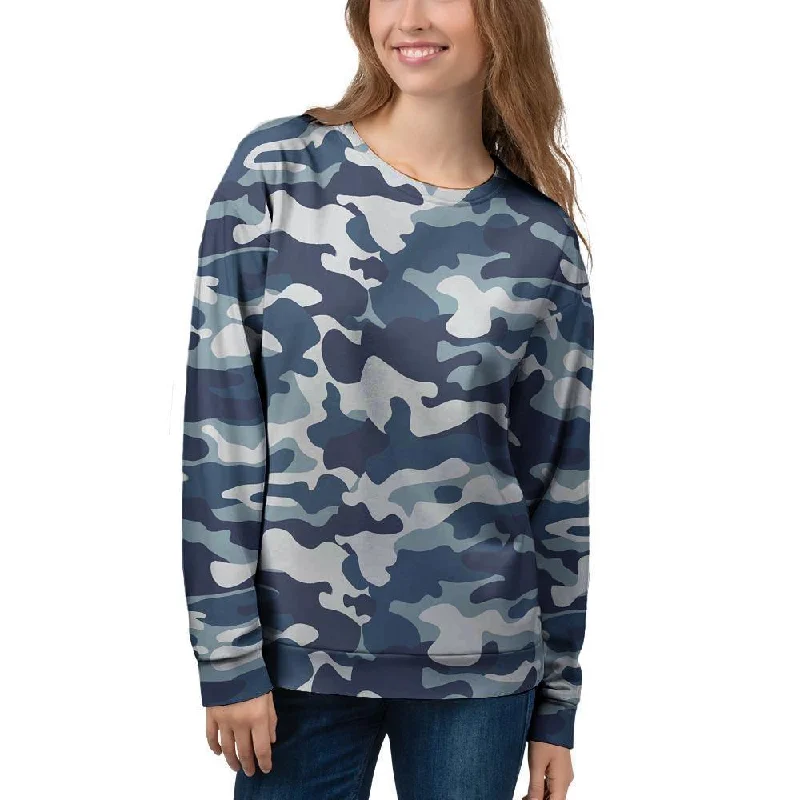 Blue Navy Camo Print Women's Sweatshirt