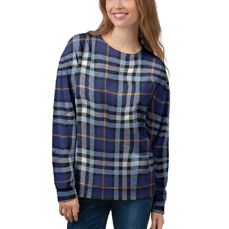 Blue Navy Plaid Tartan Women's Sweatshirt