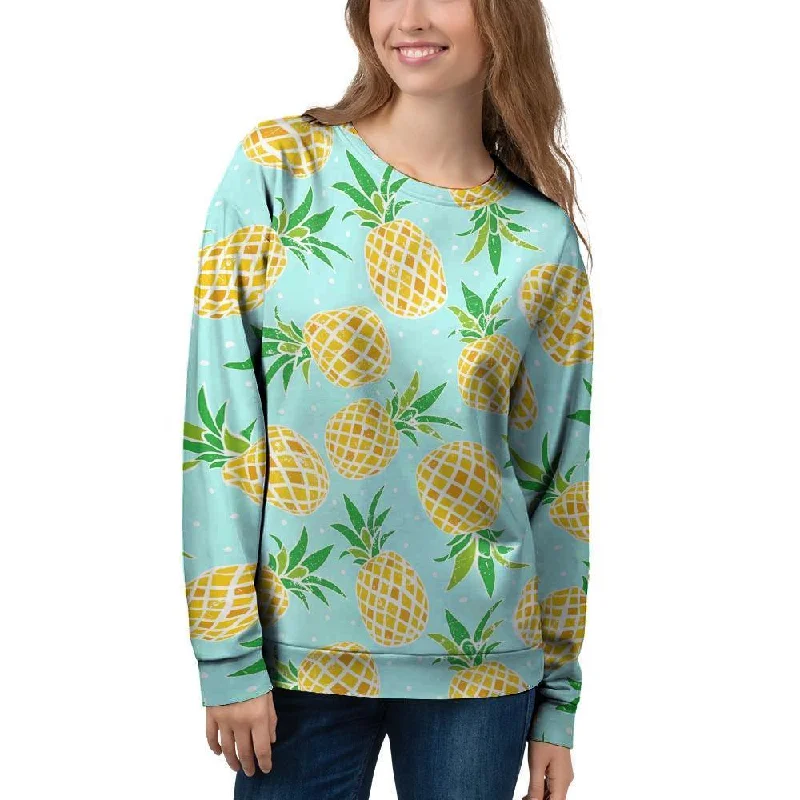 Blue Pineapple Print Women's Sweatshirt