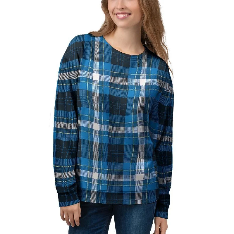 Blue Plaid Tartan Scottish Women's Sweatshirt