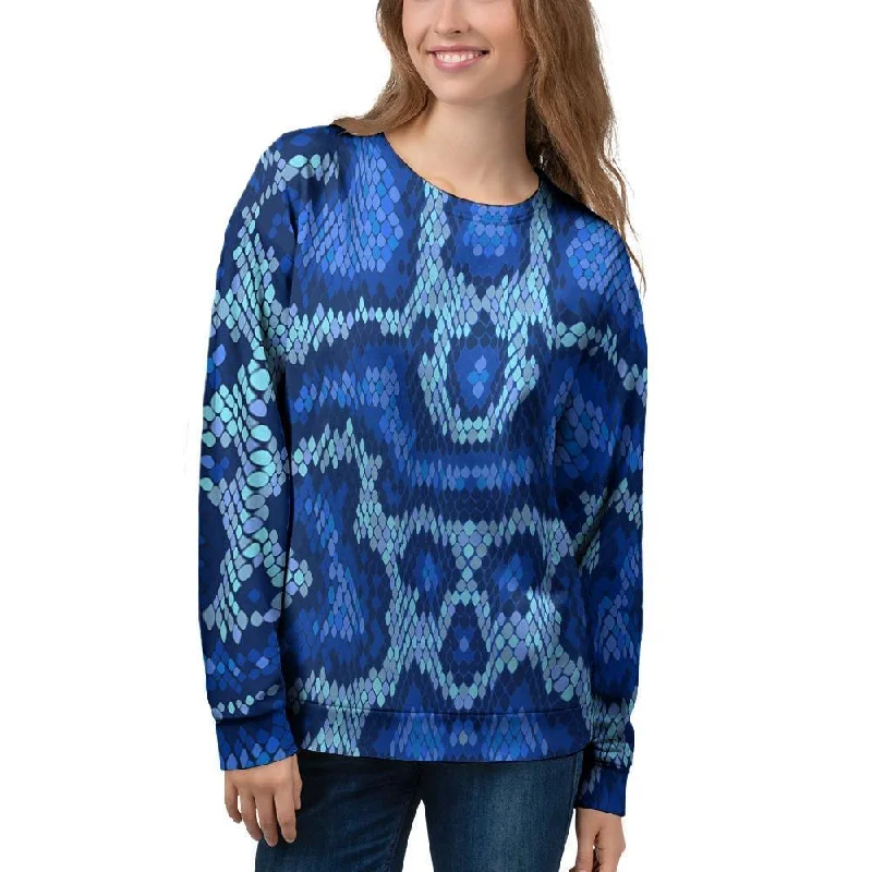 Blue Snakeskin Print Women's Sweatshirt