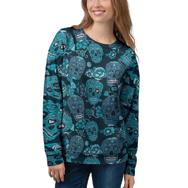 Blue Sugar Skull Women's Sweatshirt