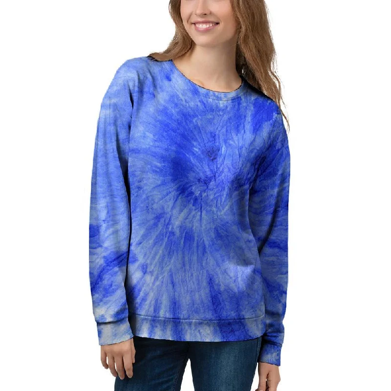 Blue Tie Dye Print Women's Sweatshirt